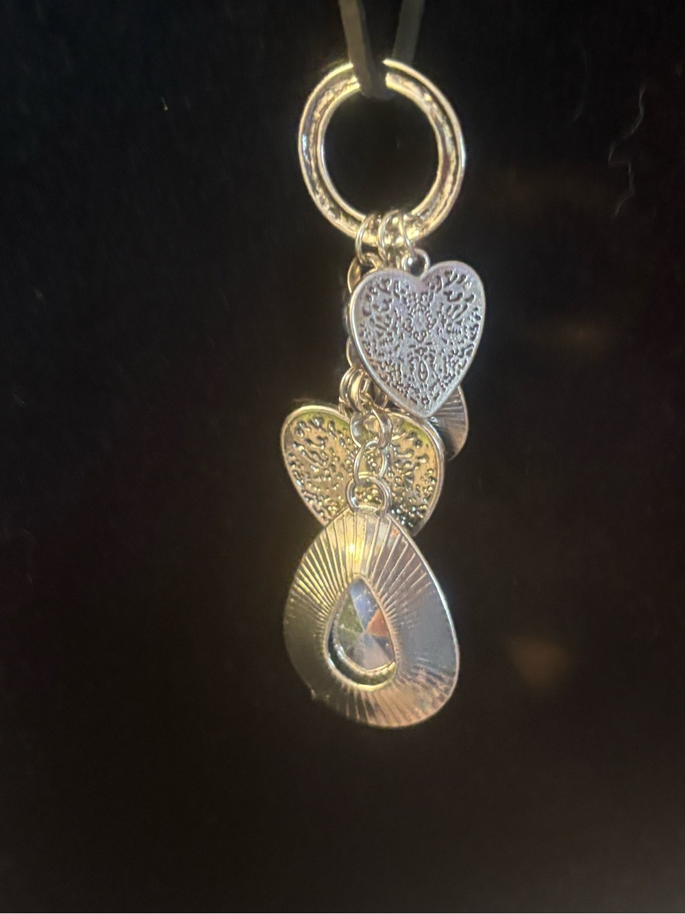 Silver Heart & Teardrop Charm necklace - Women's Accessory